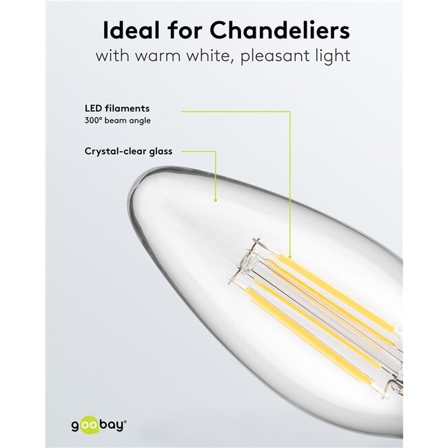 Goobay LED-filamentlamp | warm wit | E14 | C35 | 4W