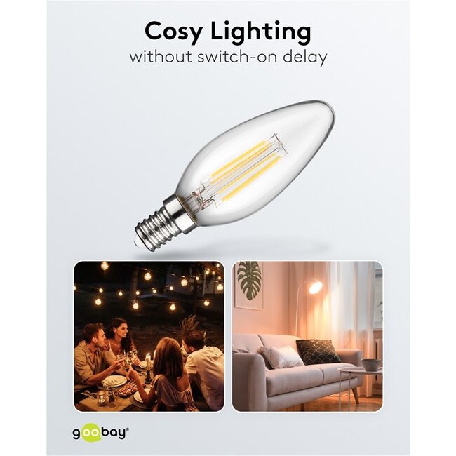 Goobay LED-filamentlamp | warm wit | E14 | C35 | 4W