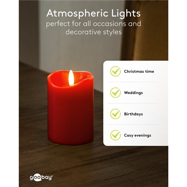 Goobay LED-kaarsenset | 4 stuks | 10 cm | timerfunctie | rood | IP20