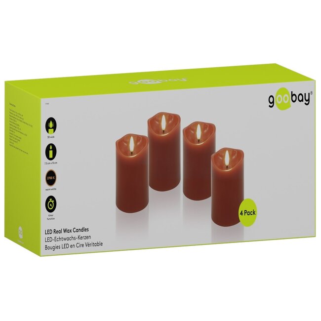 Goobay LED-kaarsenset | 4 stuks | 10 cm | timerfunctie | rood | IP20
