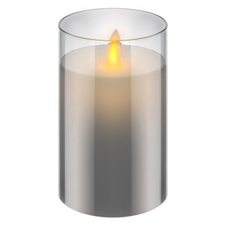 Goobay Goobay glazen LED-kaars | 12,5 cm | timerfunctie | grijs | IP20