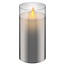 Goobay glazen LED-kaars | 15 cm | timerfunctie | grijs | IP20