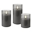 Goobay glazen LED-kaarsenset | 3 stuks | timerfunctie | grijs | IP20