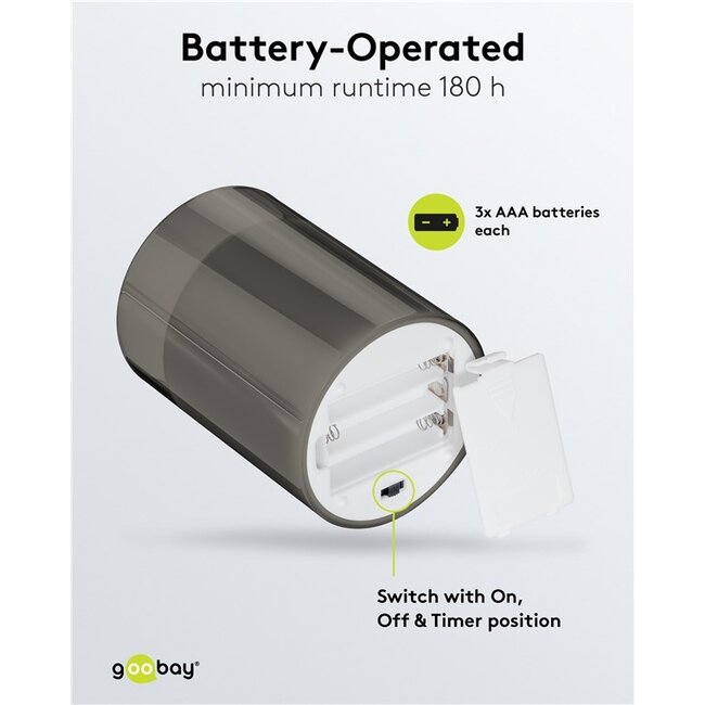 Goobay glazen LED-kaarsenset | 3 stuks | timerfunctie | grijs | IP20