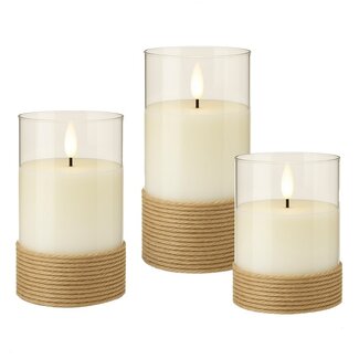 Goobay Goobay glazen LED-kaarsenset | 3 stuks | timerfunctie | bruin | IP20