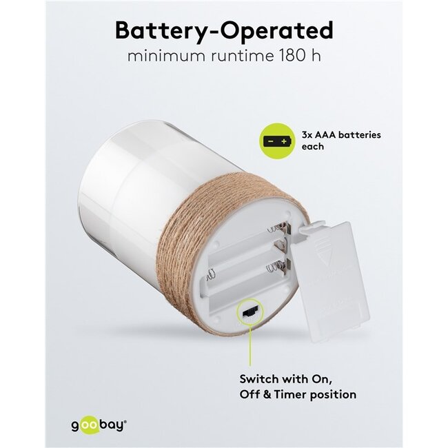 Goobay glazen LED-kaarsenset | 3 stuks | timerfunctie | bruin | IP20