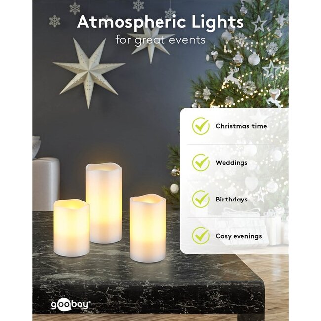 Goobay LED-kaarsenset | 3 stuks |afstandsbediening | wit | IP20