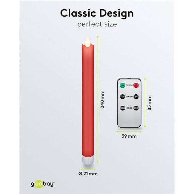 Goobay LED-kaarsenset | 5 stuks | afstandsbediening | rood | IP20
