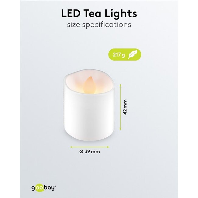 Goobay LED-theelichtjesset | 6 stuks | afstandsbediening | oplaadbaar | wit | IP20