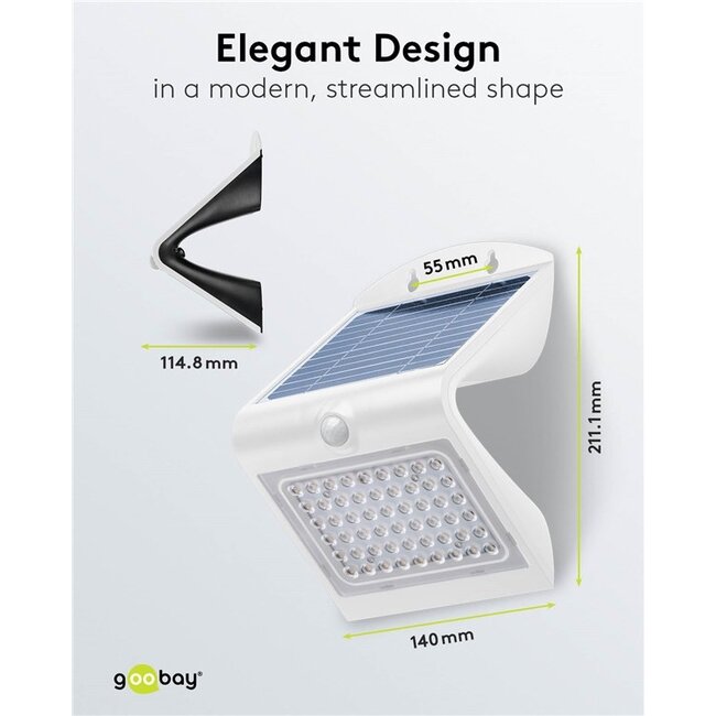 Goobay solar LED-wandlamp met bewegingssensor voor buiten | 4W | wit