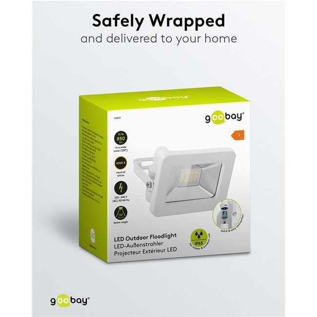 Goobay LED-schijnwerper voor buiten | 10W | IP65 | wit