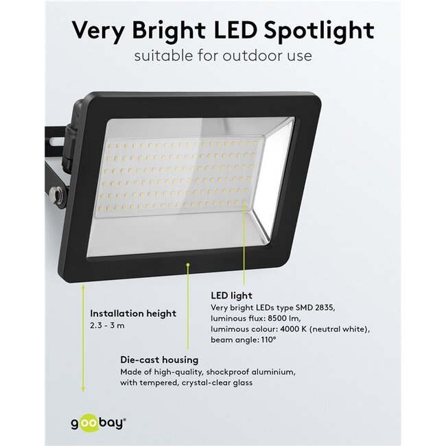 Goobay LED-schijnwerper voor buiten | 100W | IP65 | zwart