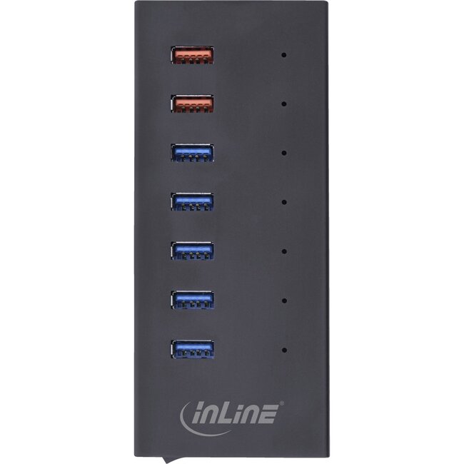 InLine USB hub (USB-A/USB-C) | 7x USB-A | USB3.0 5 Gbps | externe voeding | aluminium | 0,60 meter