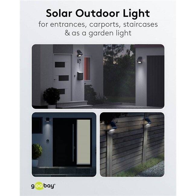 Goobay solar LED-wandlamp met bewegingssensor voor buiten | 4W | zwart