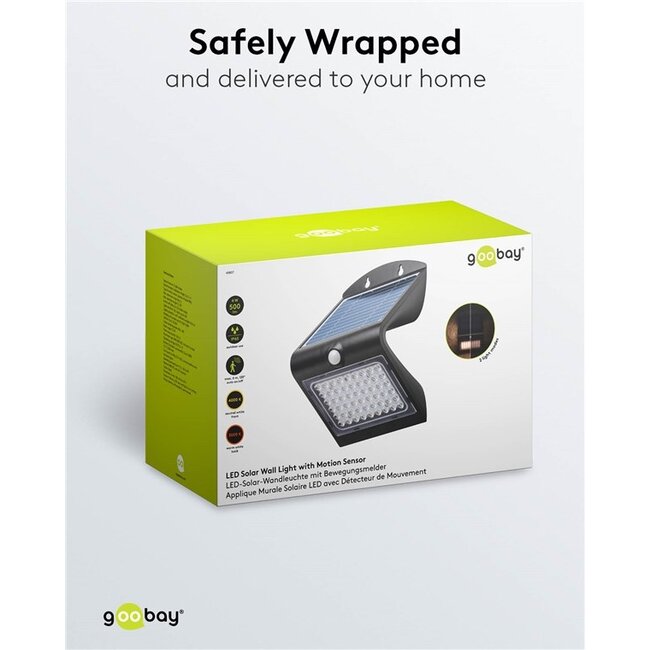 Goobay solar LED-wandlamp met bewegingssensor voor buiten | 4W | zwart