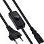InLine® Euro-voedingskabel met schakelaar, CEE7/16 naar IEC-C7, zwart, 0,5m