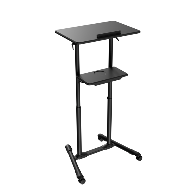 Mobiele lessenaar met zwenkwieltjes, zwart