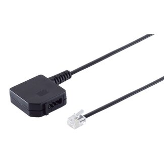 S-Impuls RJ11 - TAE-F telecom adapter | Duitsland (oud) | zwart | 0,20 meter