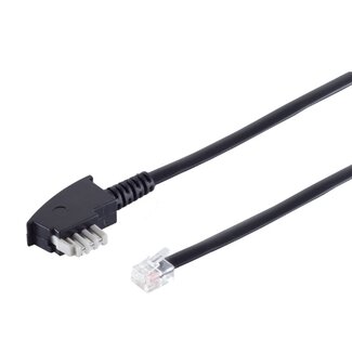 S-Impuls TAE-N - RJ12 telecom kabel | Fax-apparaten (6P6C) | zwart | 3 meter