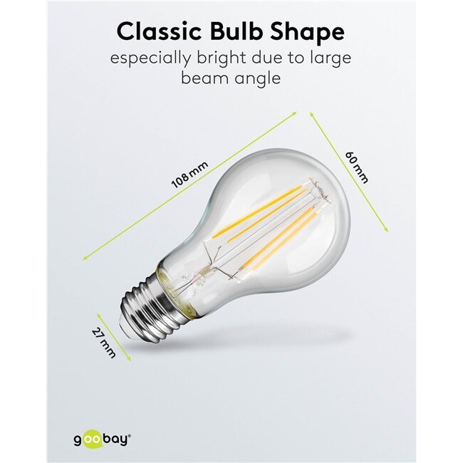 Goobay LED-filamentlamp | warm wit | E27 | A60 | 7W