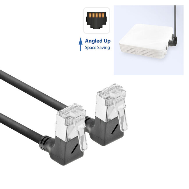 UFTP CAT6a slimline netwerkkabel | haaks (boven) / haaks (boven) | LSZH | zwart | 3 meter