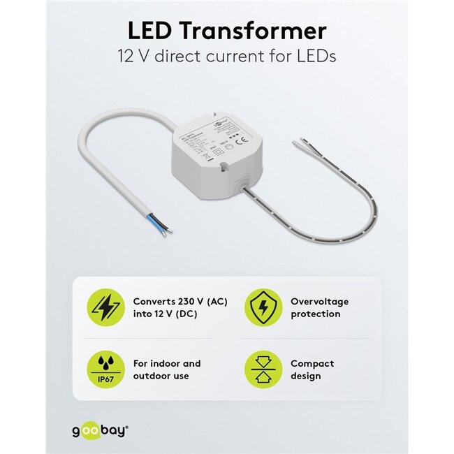 Goobay LED-transformator | 12V DC | 12W | IP67