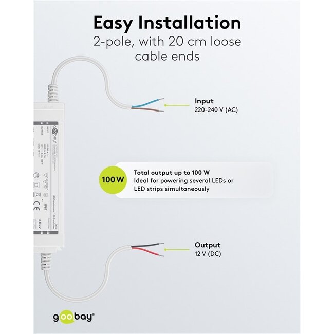 Goobay LED-transformator | 12V DC | 100W | IP67
