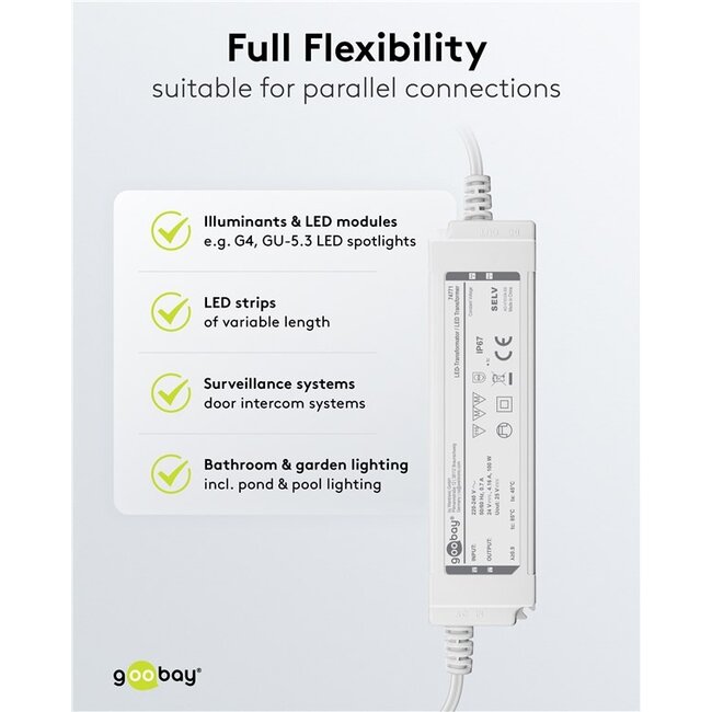 Goobay LED-transformator | 24V DC | 100W | IP67