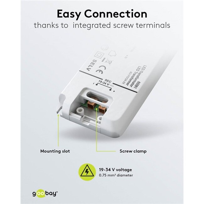 Goobay LED-transformator | 19-34V DC | 7-12W | IP20