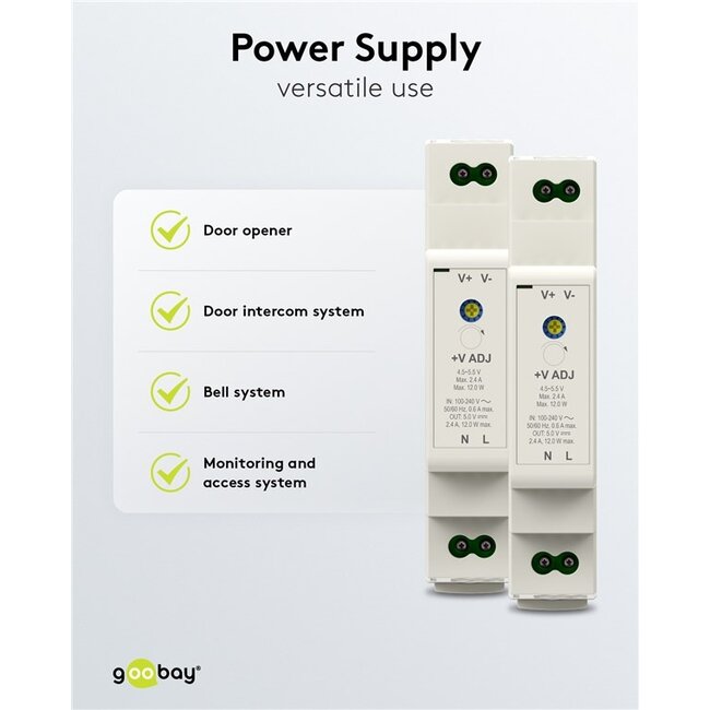 Goobay LED-transformator voor DIN-rail | 5V DC | 12W | IP20