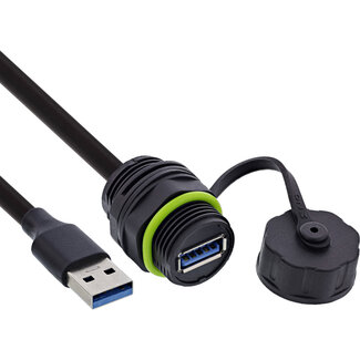 InLine® InLine® USB-A koppelaar, IP68, afgeschermd, bus naar stekker, 50cm