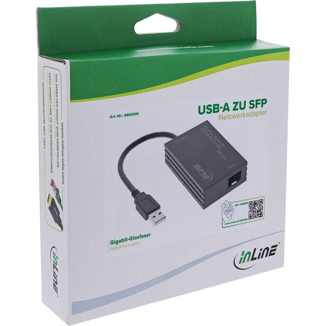 InLine® USB-A naar SFP Gigabit glasvezelnetwerkadapter (10/100/1000 Mb/s)