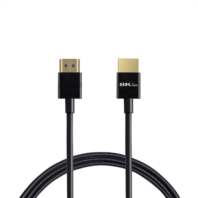 ROLINE 8K HDMI Ultra HD Kabel mit Ethernet, Slim, ST/ST, schwarz, 2 m