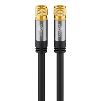 Goobay Goobay F (m) - F (m) coaxkabel | 135 dB | koper | recht | verguld | zwart | 10 meter