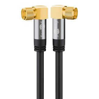 Goobay Goobay F (m) - F (m) coaxkabel | 135 dB | koper | haaks | verguld | zwart | 1 meter