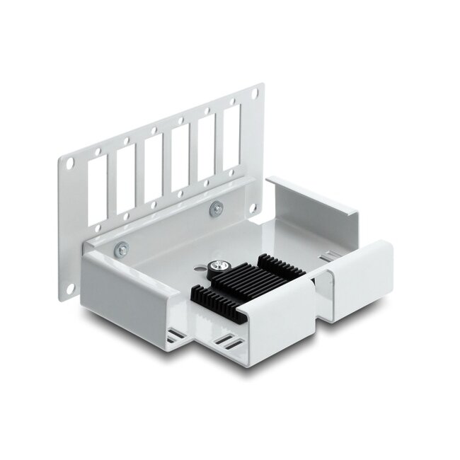 Delock Fiber Optic Patch Panel 6 port for SC Duplex or LC Quad grey metal for DIN rail mounting