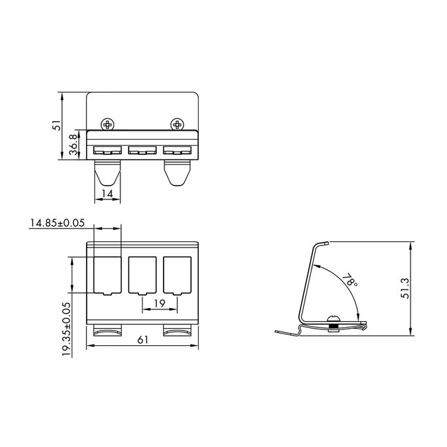 ROLINE DIN-rail adapter, leeg, voor 3 keystones
