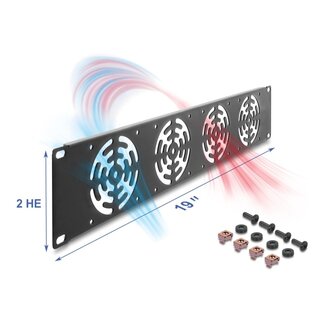 DeLOCK Delock 19″ 2U Rack Cover for 4 fans 80 x 80 mm dark grey