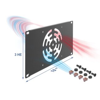 DeLOCK Delock 10″ 3U Rack Cover for 1 fan 120 x 120 mm dark grey