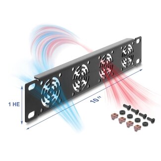 DeLOCK Delock 10″ 1U Rack Cover for 4 fans 40 x 40 mm dark grey