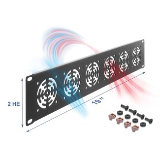 DeLOCK Delock 19″ 2U Rack Cover for 6 fans 60 x 60 mm dark grey