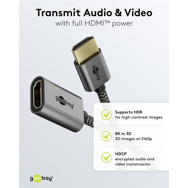 Goobay Plus HDMI flex adapter | Slimline | HDMI2.1 (8K 60Hz + HDR) | 0,10 meter