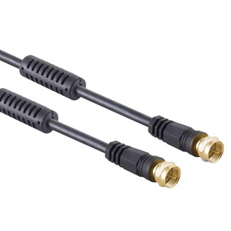 S-Impuls F (m) - F (m) coaxkabel | >100 dB + ferriet | CCS | verguld | recht | zwart | 7,5 meter