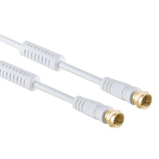 S-Impuls F (m) - F (m) coaxkabel | >100 dB + ferriet | CCS | verguld | recht | wit | 5 meter
