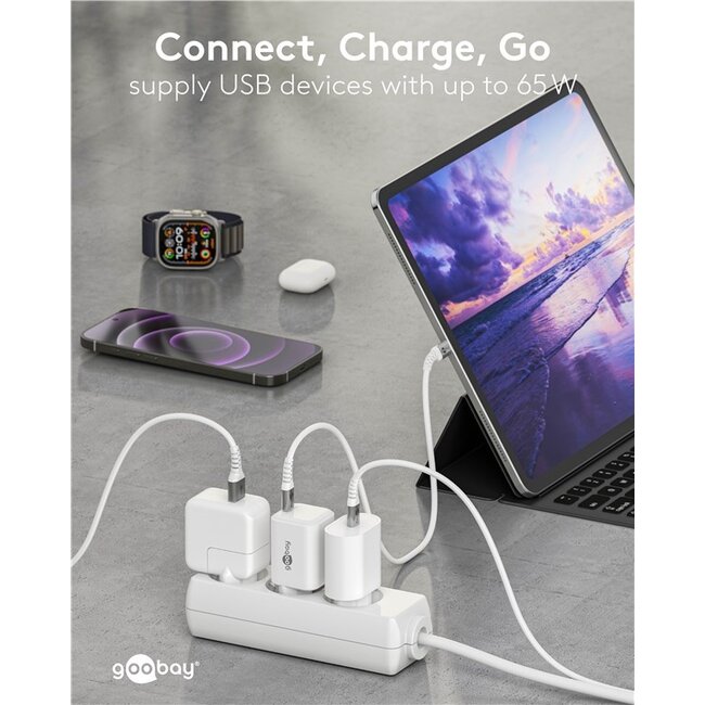 Goobay nano USB lader | USB-C PD | GaN | 65W | wit