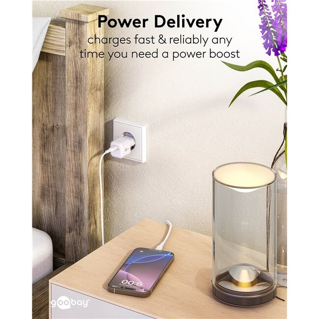 Goobay nano USB lader | USB-C PD | GaN | 20W | wit