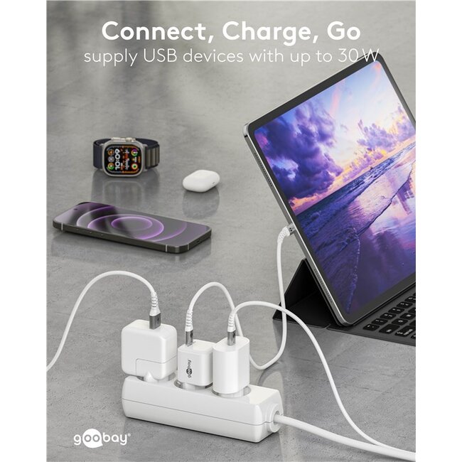 Goobay nano USB lader | USB-C PD | GaN | 30W | wit