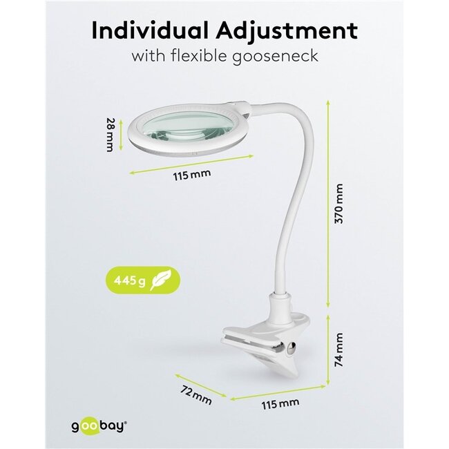 Goobay LED loeplamp | 480 lm | 6W | bureauklem | wit