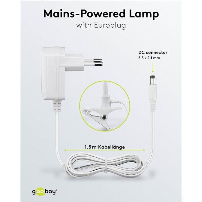 Goobay LED loeplamp | 480 lm | 6W | bureauklem | wit