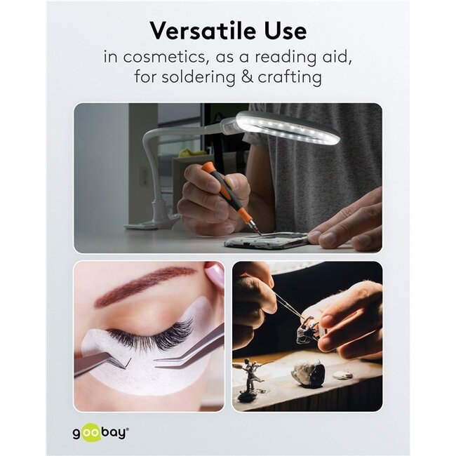 Goobay LED loeplamp | 480 lm | 6W | bureauklem | wit